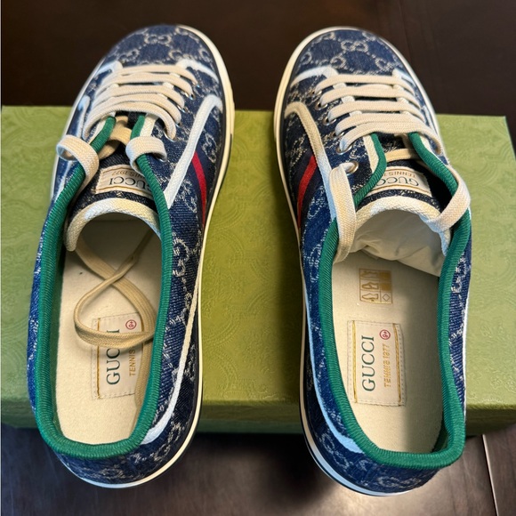 New Gucci GG Supreme Logo 1977 Tennis Navy Sneaker Shoes Size UK 9.5 / US 10 - Picture 12 of 14